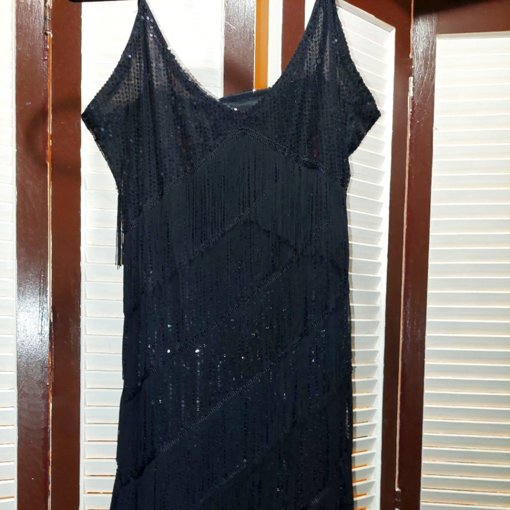 Black Sequins, "flapper" dress, costume size S